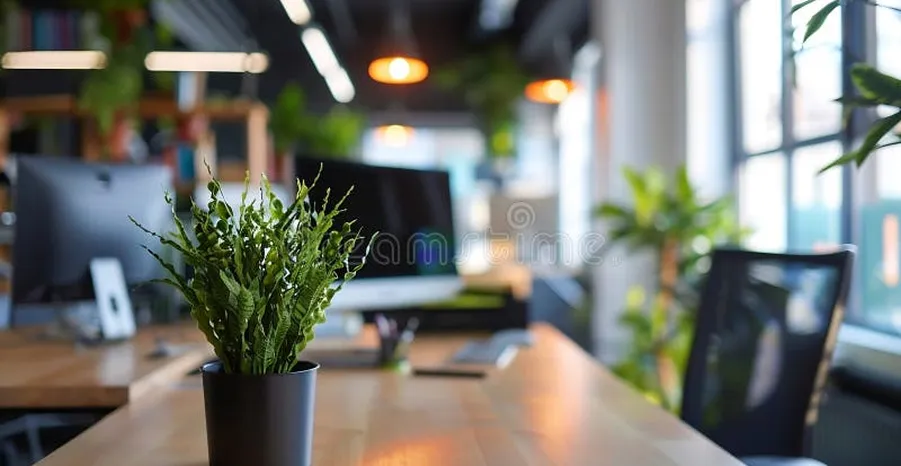Creative entrepreneur workspace with plants